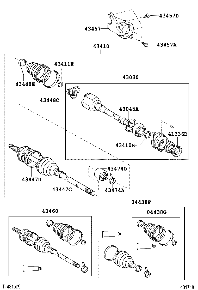 04427-02340 BOOT KIT, FRONT DRIVE SHAFT, IN & OUTBOARD, RH product image