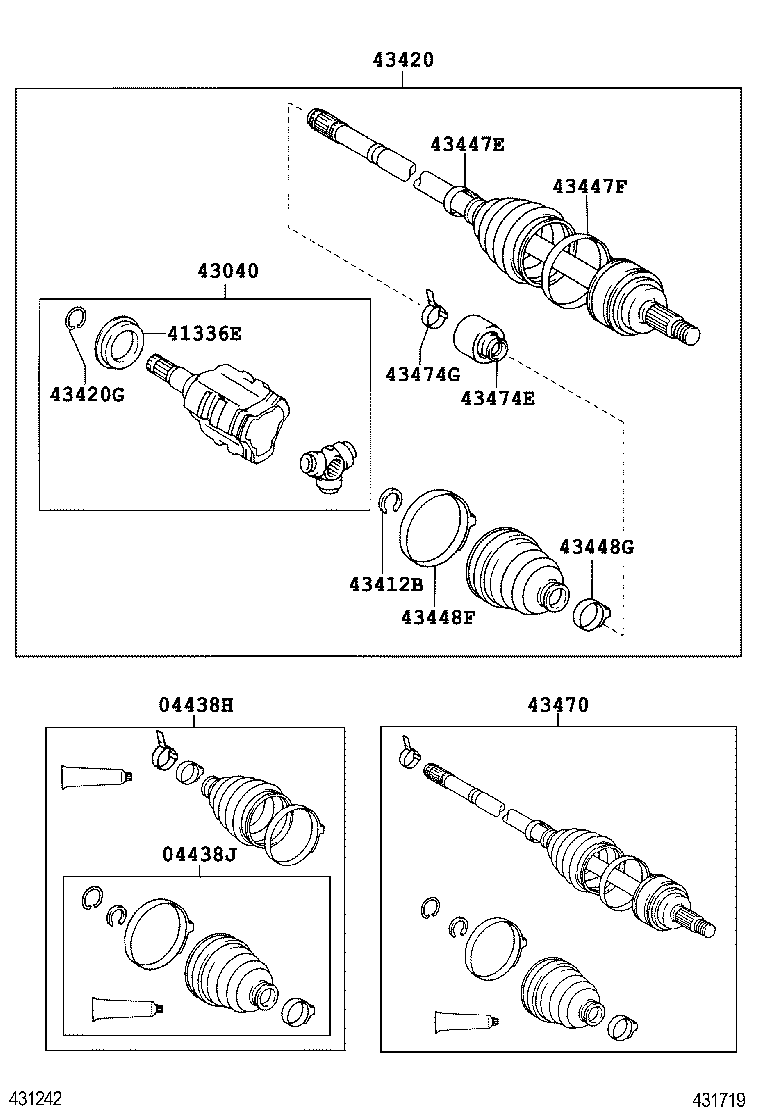04427-02340 BOOT KIT, FRONT DRIVE SHAFT, IN & OUTBOARD, RH product image