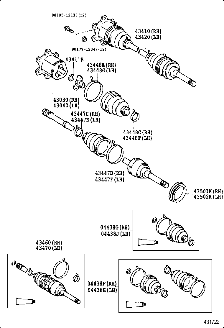04428-26010 BOOT KIT, FRONT DRIVE SHAFT, IN & OUTBOARD, RH product image