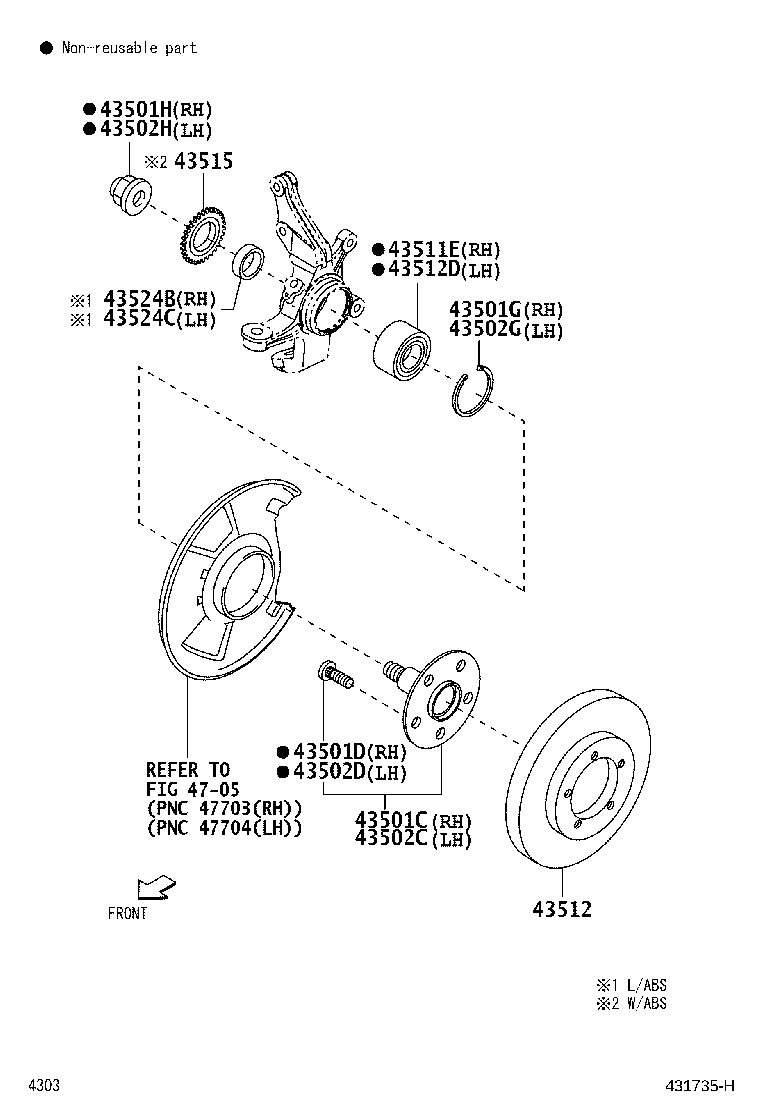43502-BZ040 HUB SUB-ASSY, FRONT AXLE, RH product image