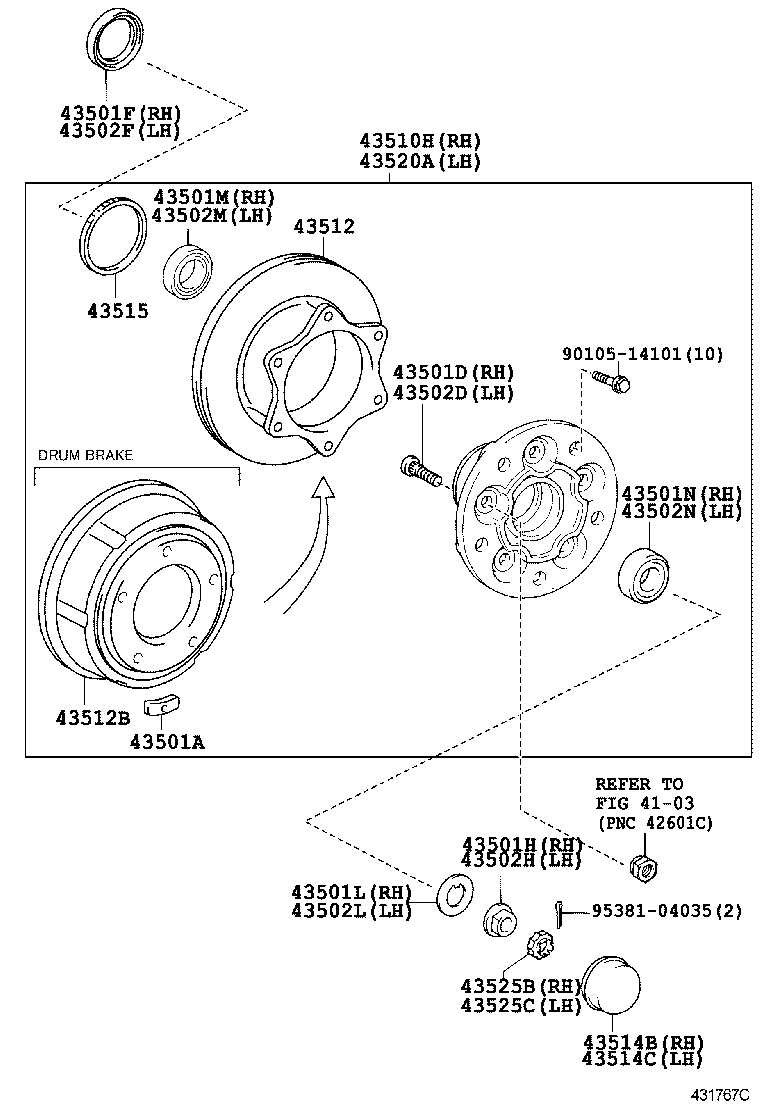 43501-37170 HUB SUB-ASSY, FRONT AXLE, RH product image