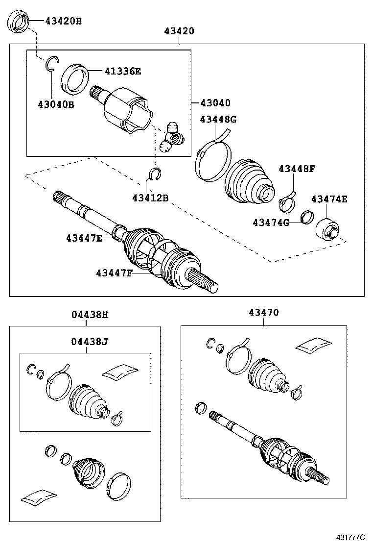 43470-80319 SHAFT ASSY, FRONT DRIVE OUTBOARD JOINT, RH product image