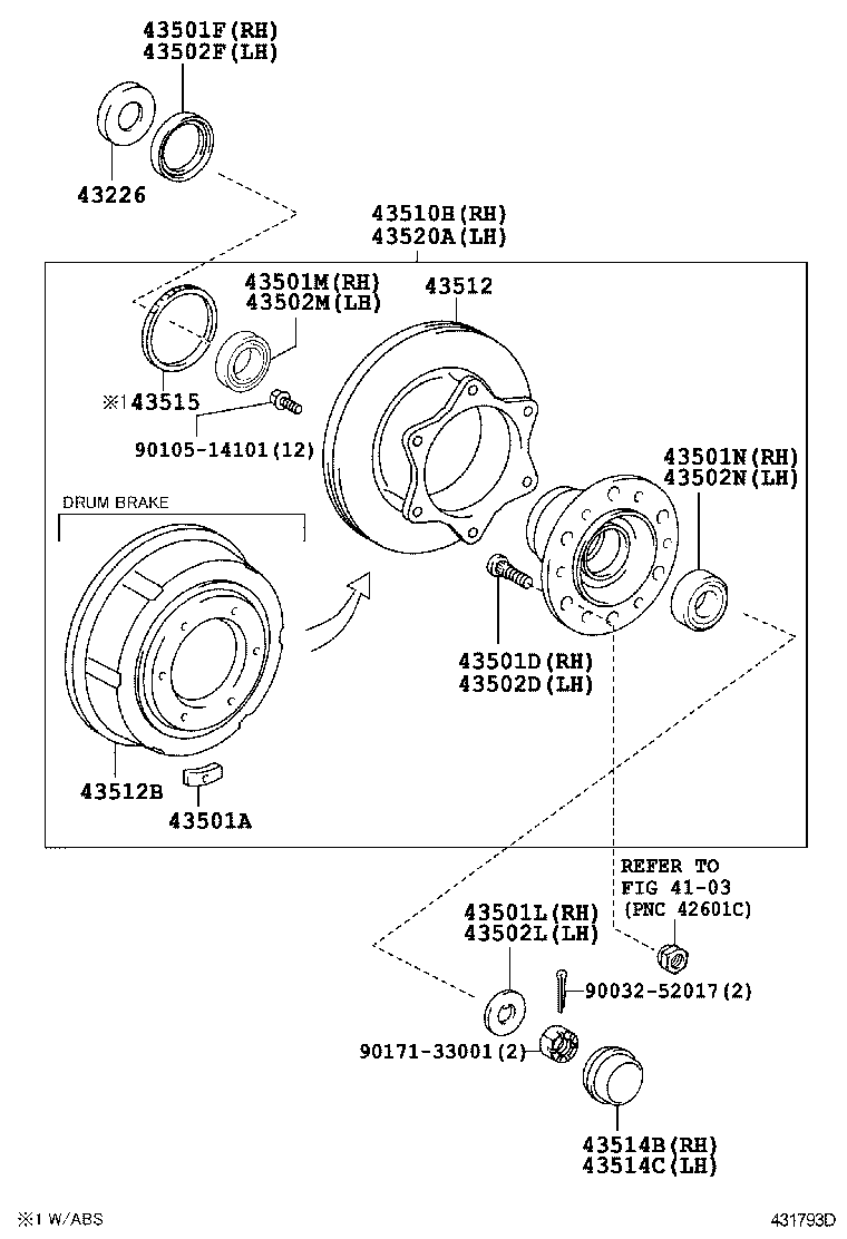 43501-37170 HUB SUB-ASSY, FRONT AXLE, RH product image