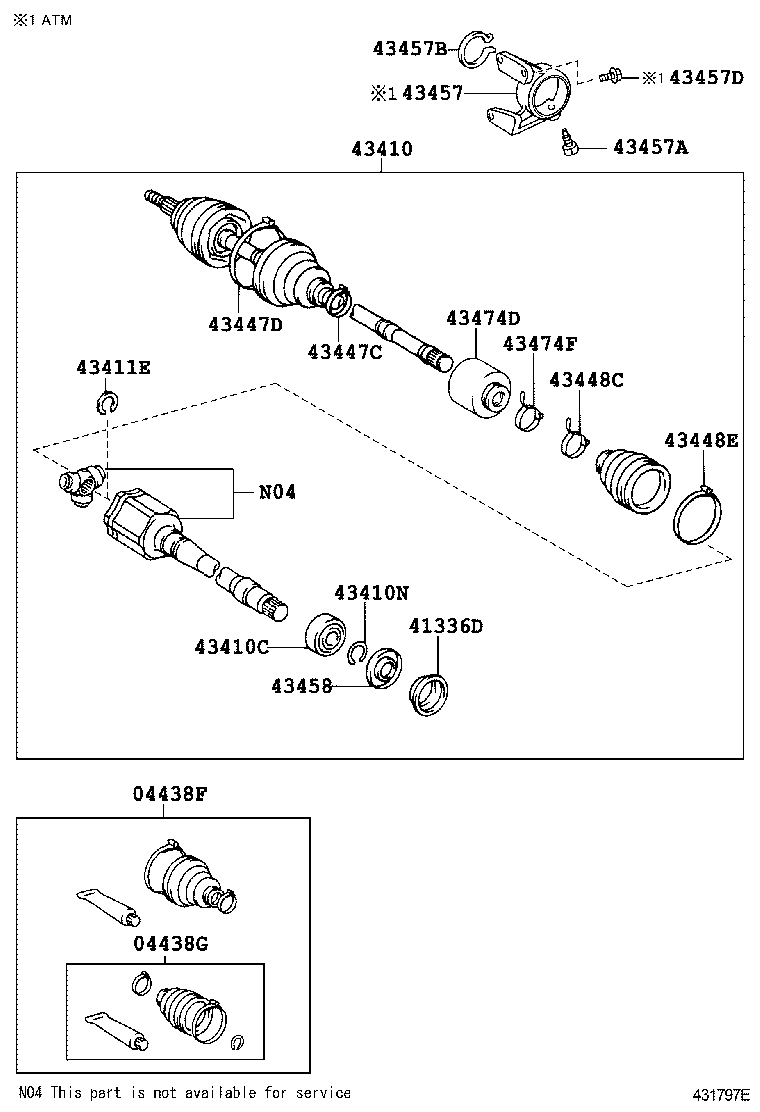 Toyota 43410-06580 SHAFT ASSY, FRONT DRIVE, RH