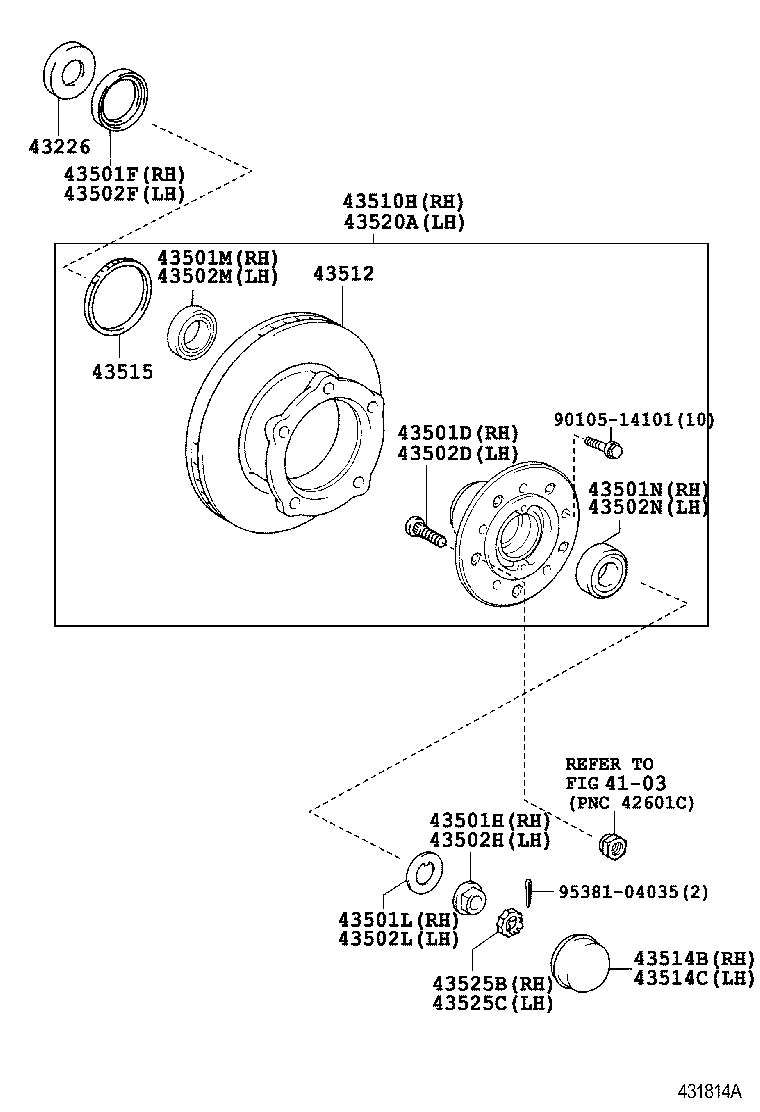 43501-37130 HUB SUB-ASSY, FRONT AXLE, RH product image
