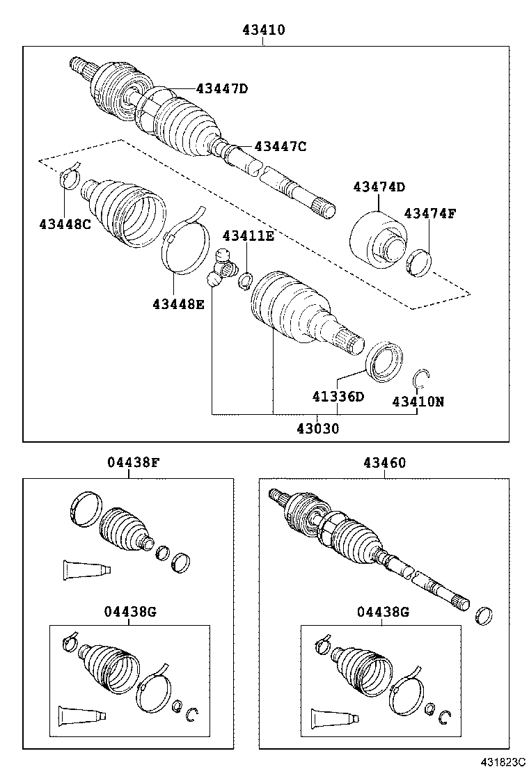 04427-0D150 BOOT KIT, FRONT DRIVE SHAFT, IN & OUTBOARD, RH product image
