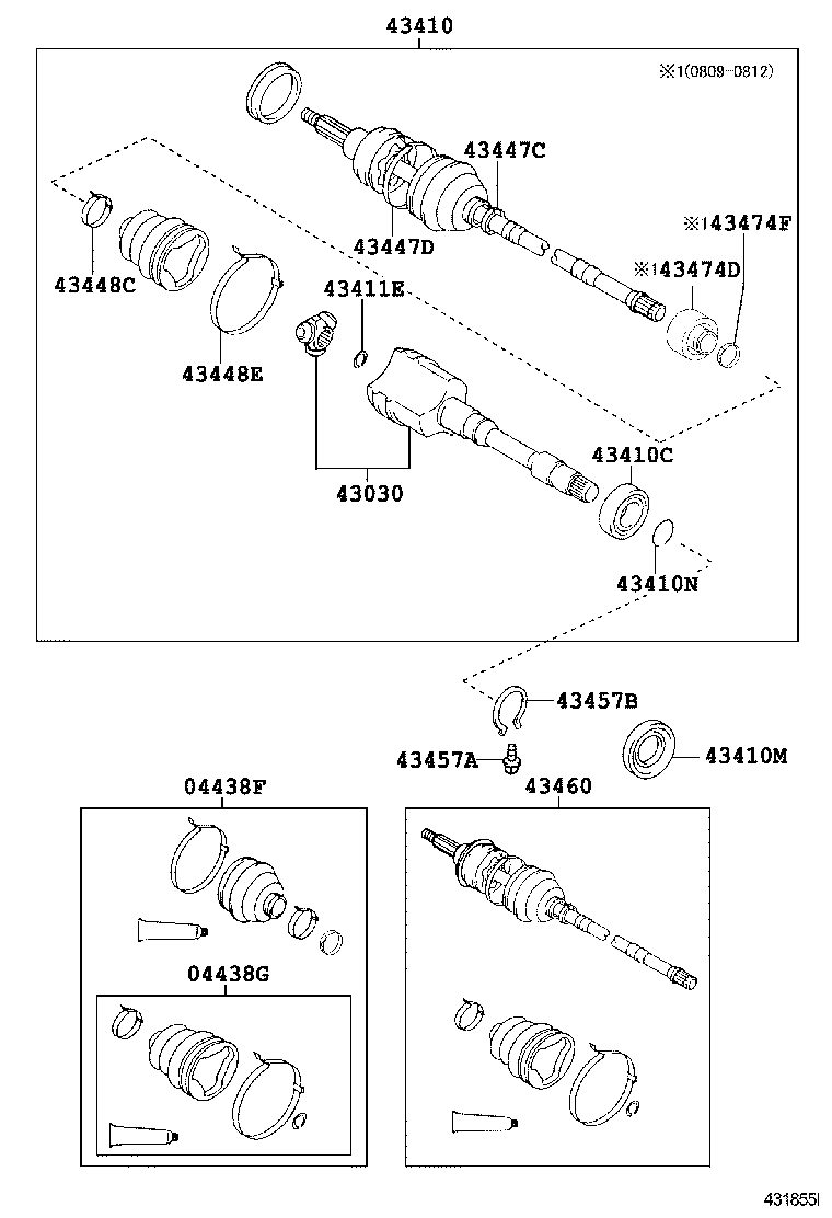 04427-50040 BOOT KIT, FRONT DRIVE SHAFT, IN & OUTBOARD, RH product image