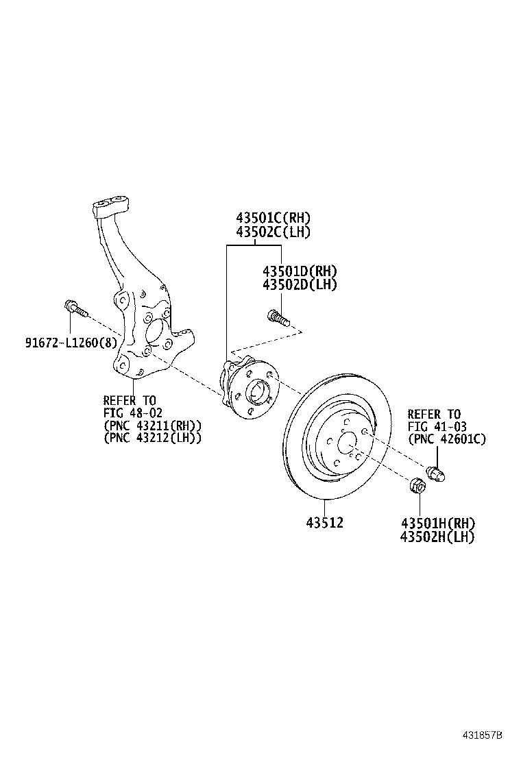 Toyota 43550-50060 HUB SUB-ASSY, FRONT AXLE, RH