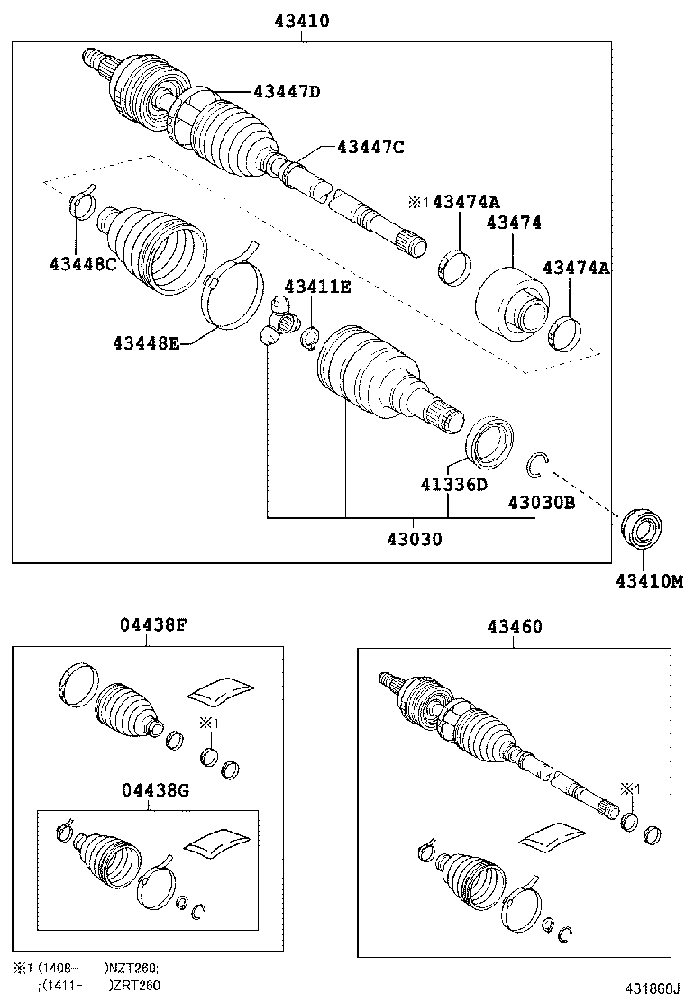 04427-12773 BOOT KIT, FRONT DRIVE SHAFT, IN & OUTBOARD, RH product image