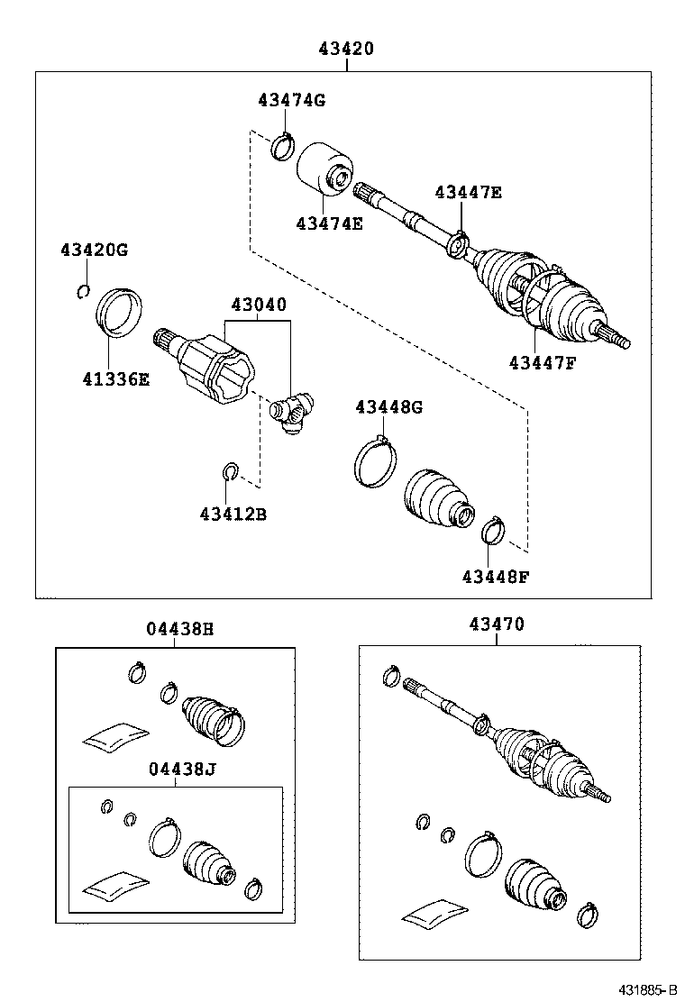 04427-0W050 BOOT KIT, FRONT DRIVE SHAFT, IN & OUTBOARD, RH product image