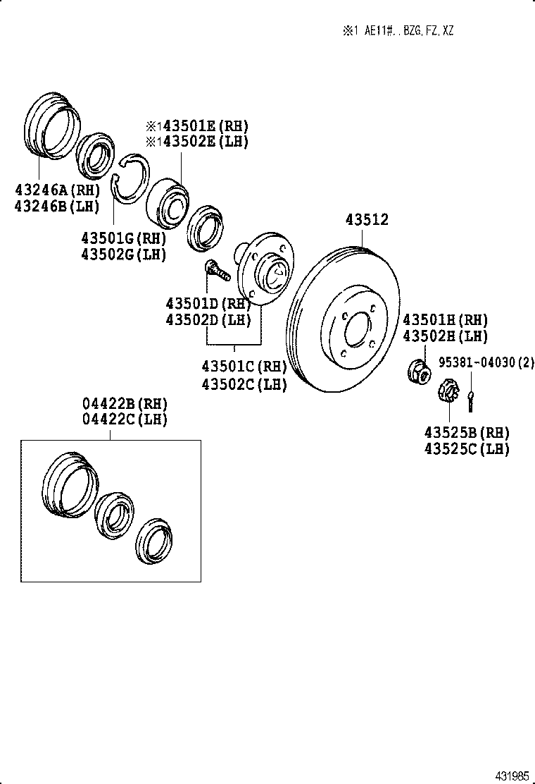 04422-12111 SEAL KIT, FRONT AXLE OIL, RH product image