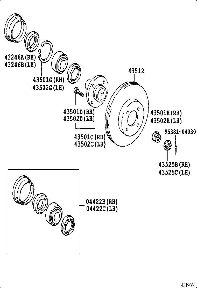 04422-12111 SEAL KIT, FRONT AXLE OIL, RH product image