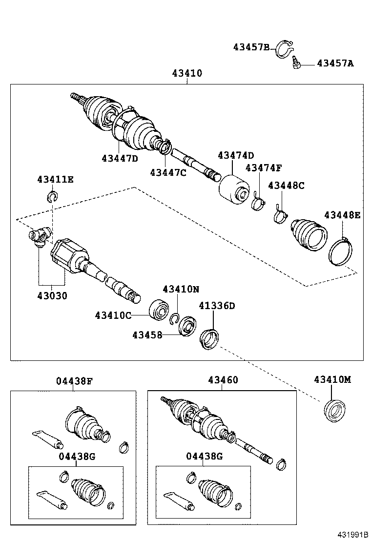 04427-44040 BOOT KIT, FRONT DRIVE SHAFT, IN & OUTBOARD, RH product image