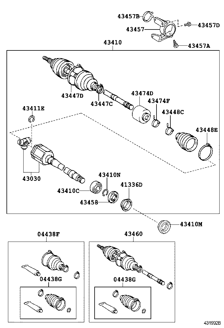 04427-44040 BOOT KIT, FRONT DRIVE SHAFT, IN & OUTBOARD, RH product image
