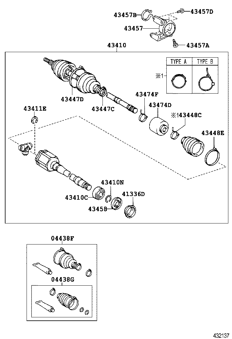 04427-33090 BOOT KIT, FRONT DRIVE SHAFT, IN & OUTBOARD, RH product image