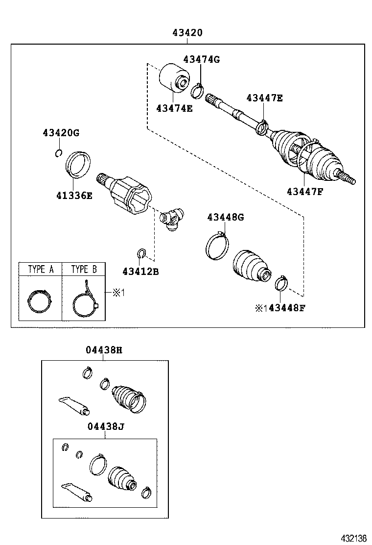 04427-33090 BOOT KIT, FRONT DRIVE SHAFT, IN & OUTBOARD, RH product image