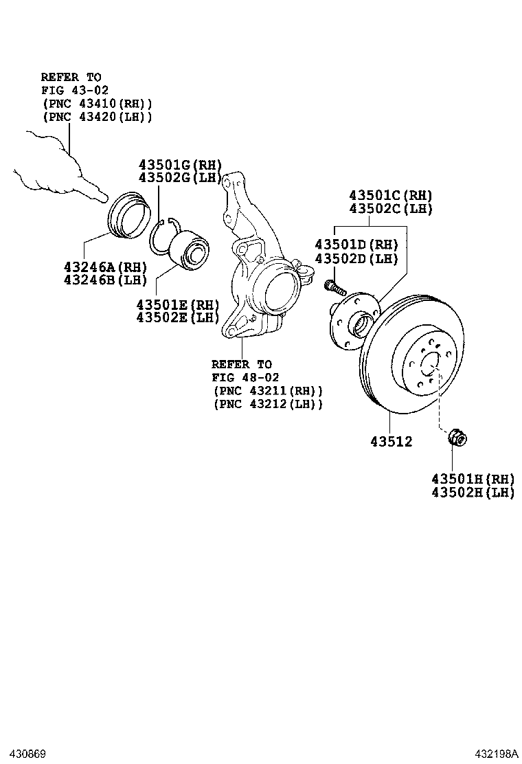 43502-06110 HUB SUB-ASSY, FRONT AXLE, RH product image