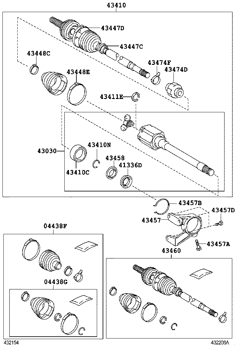 04427-0E040 BOOT KIT, FRONT DRIVE SHAFT, IN & OUTBOARD, RH product image