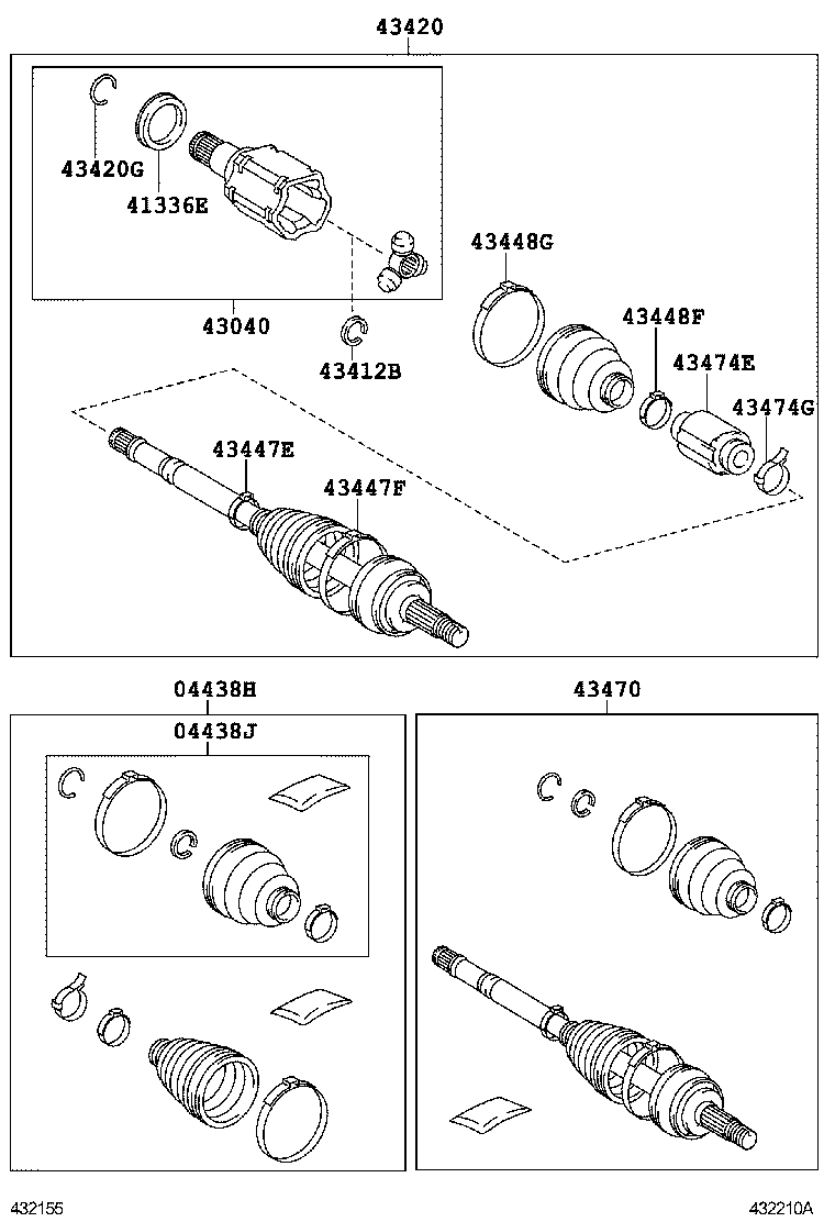 04427-0E040 BOOT KIT, FRONT DRIVE SHAFT, IN & OUTBOARD, RH product image
