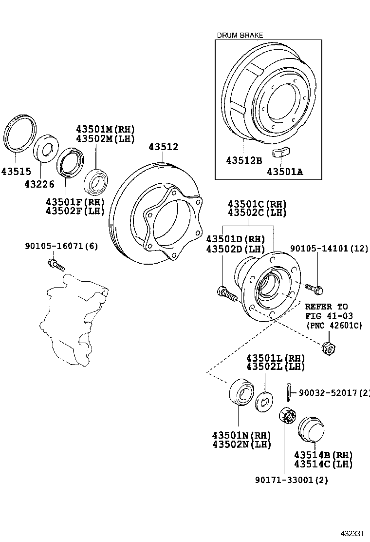 43501-37170 HUB SUB-ASSY, FRONT AXLE, RH product image