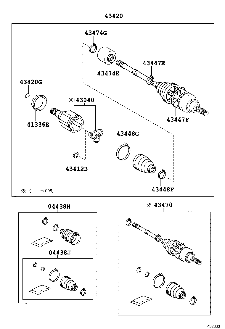 04427-48160 BOOT KIT, FRONT DRIVE SHAFT, IN & OUTBOARD, RH product image