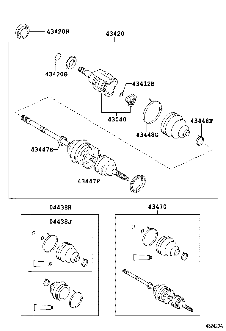 04427-50040 BOOT KIT, FRONT DRIVE SHAFT, IN & OUTBOARD, RH product image