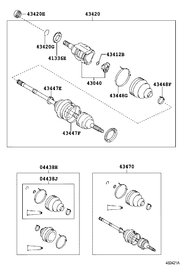 04427-50010 BOOT KIT, FRONT DRIVE SHAFT, IN & OUTBOARD, RH product image