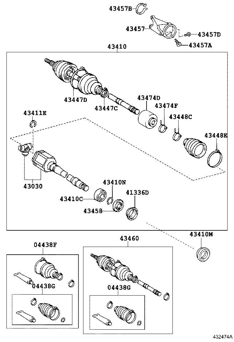 04427-44040 BOOT KIT, FRONT DRIVE SHAFT, IN & OUTBOARD, RH product image