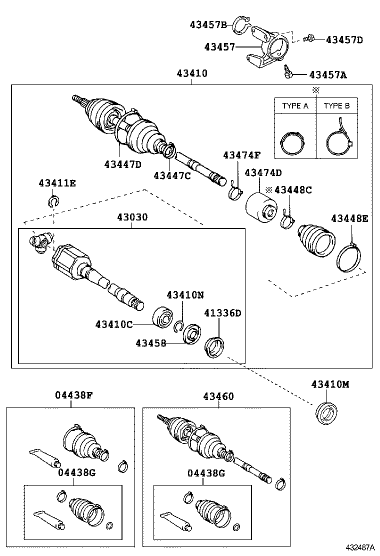 04427-44040 BOOT KIT, FRONT DRIVE SHAFT, IN & OUTBOARD, RH product image