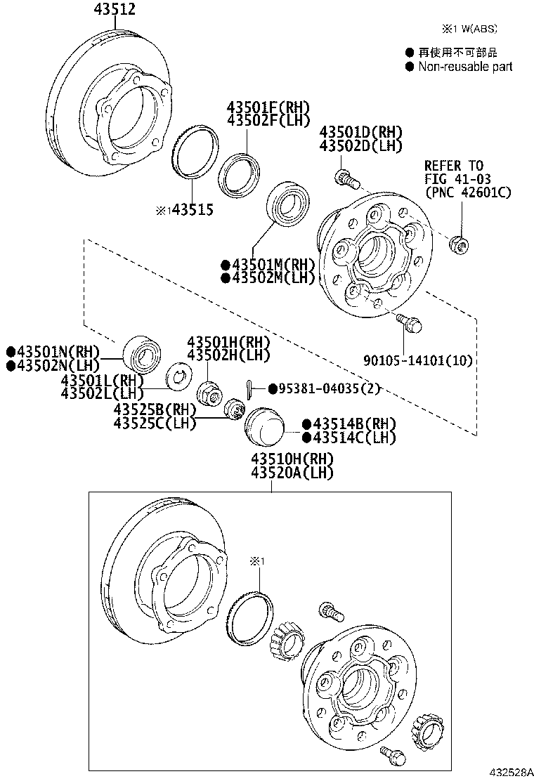 43510-39207 HUB & DISC(DRUM) ASSY, FRONT AXLE, RH product image