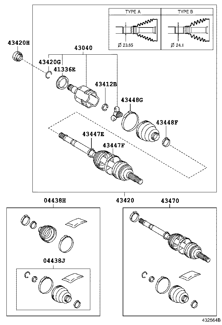 04437-52192 BOOT KIT, FRONT DRIVE SHAFT INBOARD JOINT, RH product image