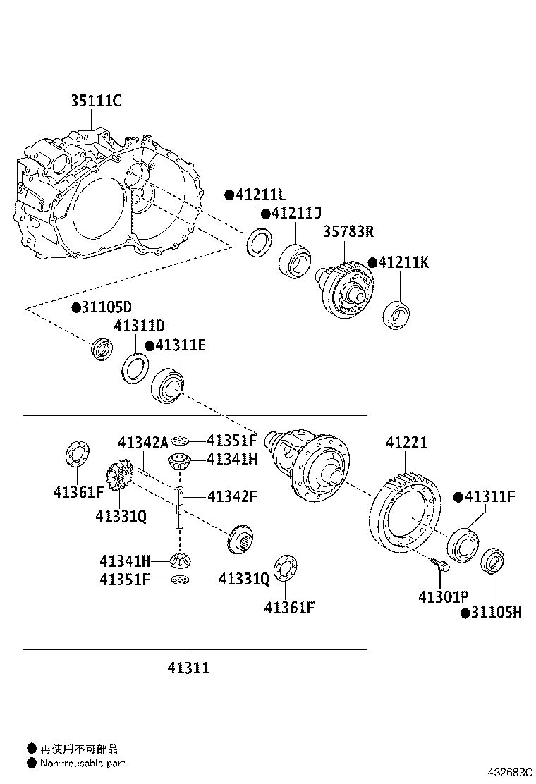 Toyota 90366-55077 BEARING, TAPERED ROLLER (FOR FRONT DIFFERENTIAL CASE REAR)