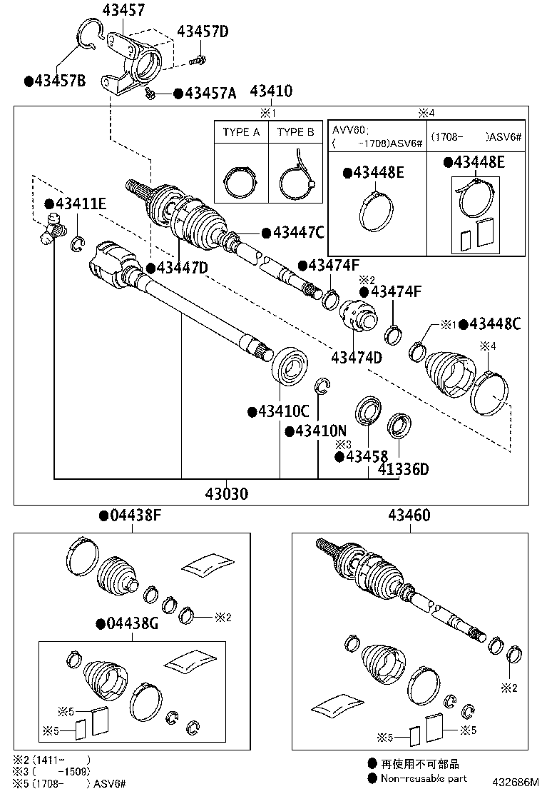 04427-06540 BOOT KIT, FRONT DRIVE SHAFT, IN & OUTBOARD, RH product image