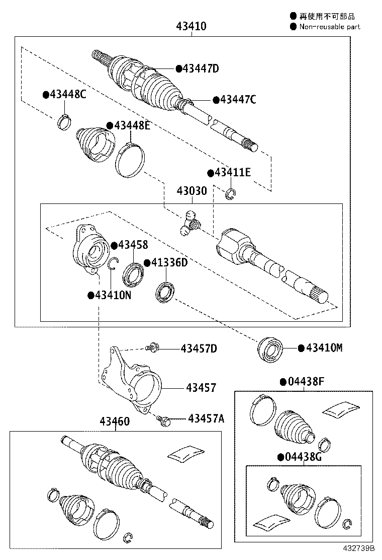 43030-02100 JOINT ASSY, FRONT DRIVE INBOARD, RH product image