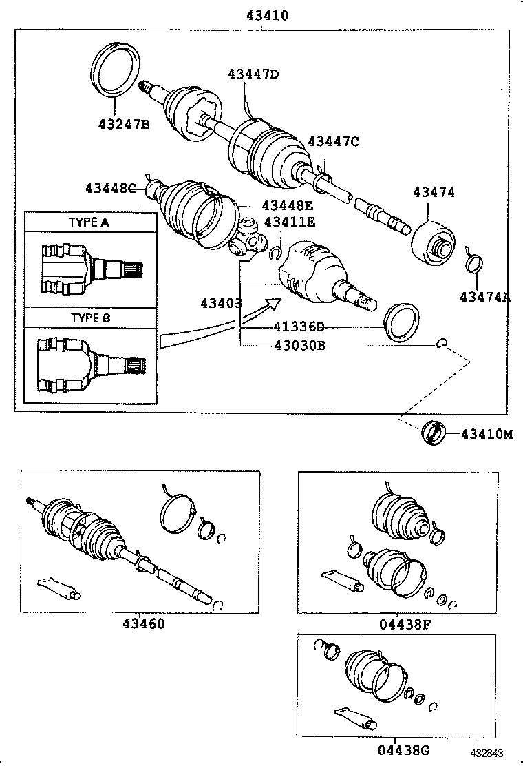 43030-12040 JOINT SET, FRONT AXLE INBOARD, RH product image