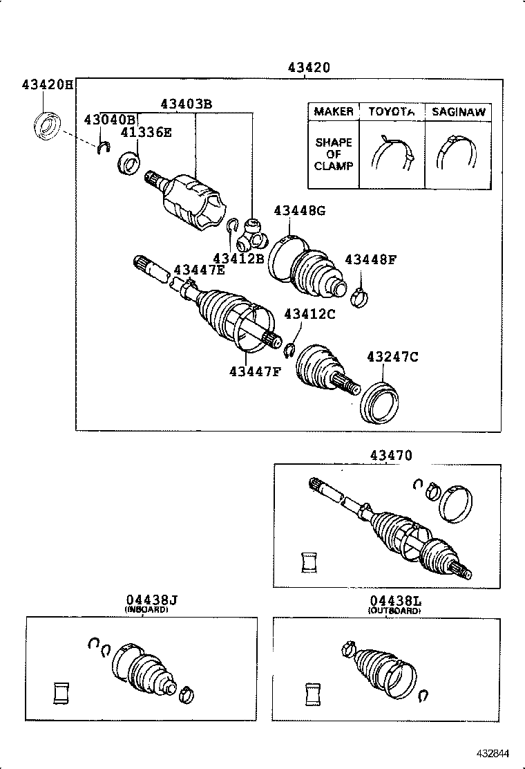 43030-12040 JOINT SET, FRONT AXLE INBOARD, RH product image