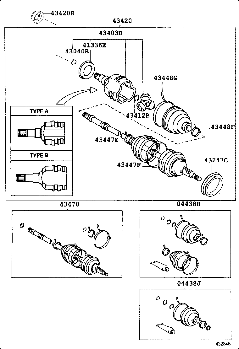 43030-12040 JOINT SET, FRONT AXLE INBOARD, RH product image