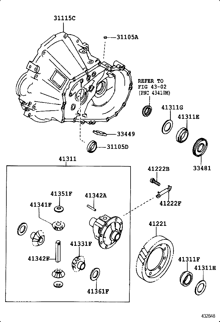 41301-12180 CASE SUB-ASSY, FRONT DIFFERENTIAL, NO.1 product image