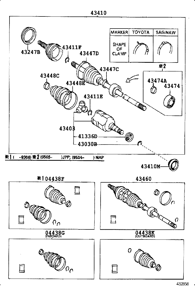 04438-02050 BOOT KIT, FRONT DRIVE SHAFT INBOARD JOINT, RH product image