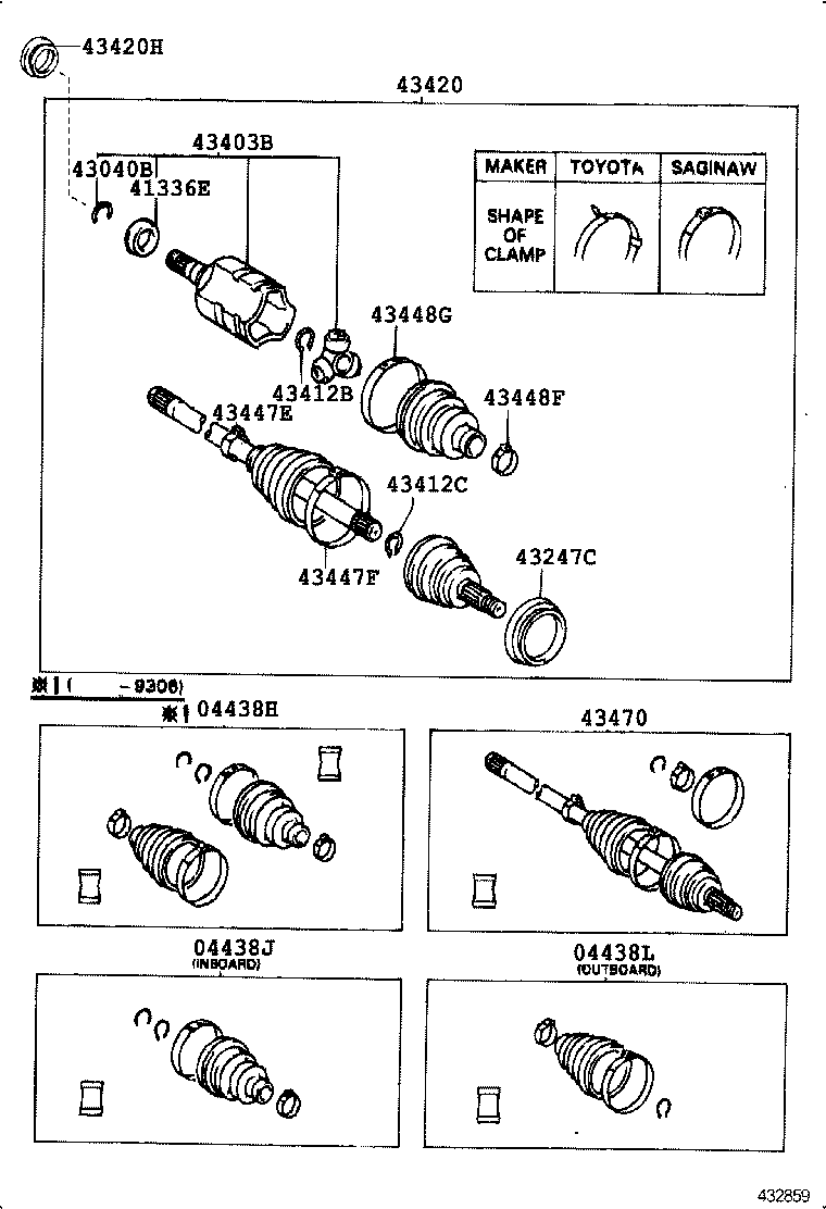 04438-02050 BOOT KIT, FRONT DRIVE SHAFT INBOARD JOINT, RH product image