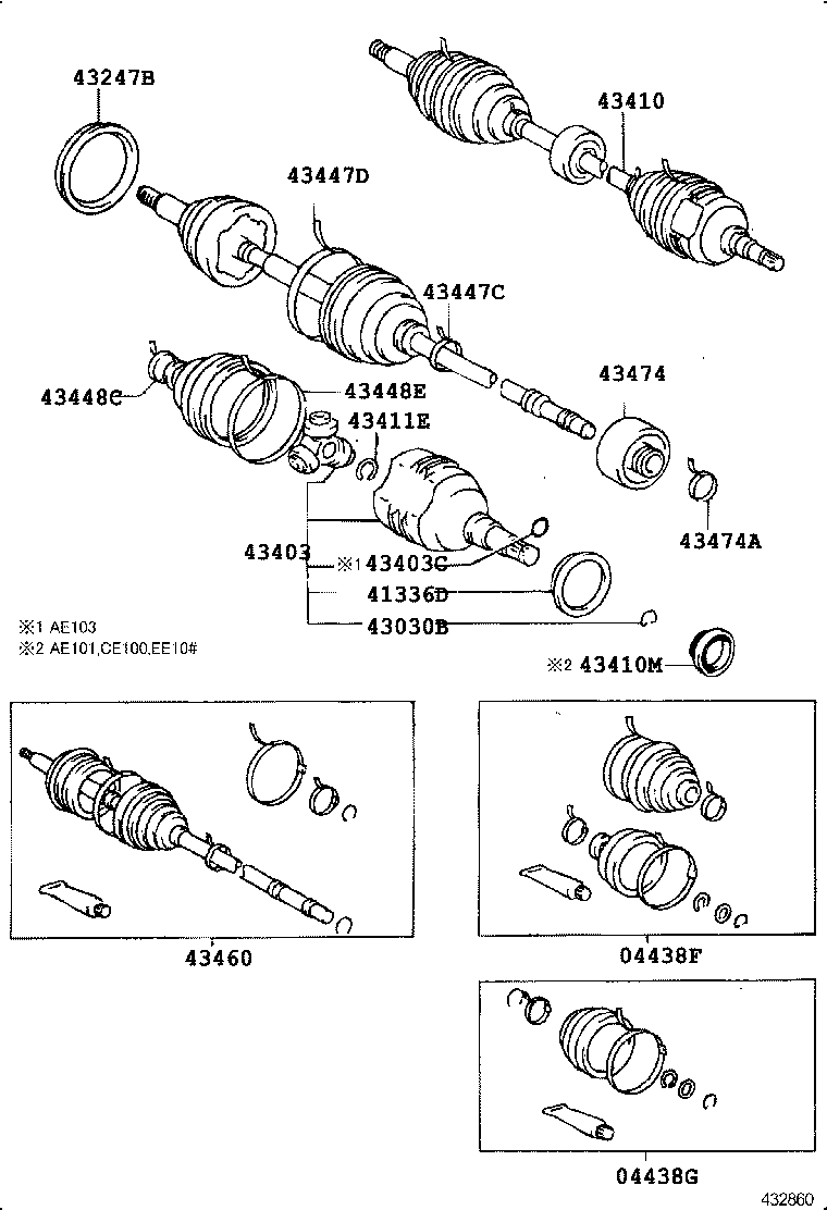 04438-12290 BOOT KIT, FRONT DRIVE SHAFT, IN & OUTBOARD, RH product image