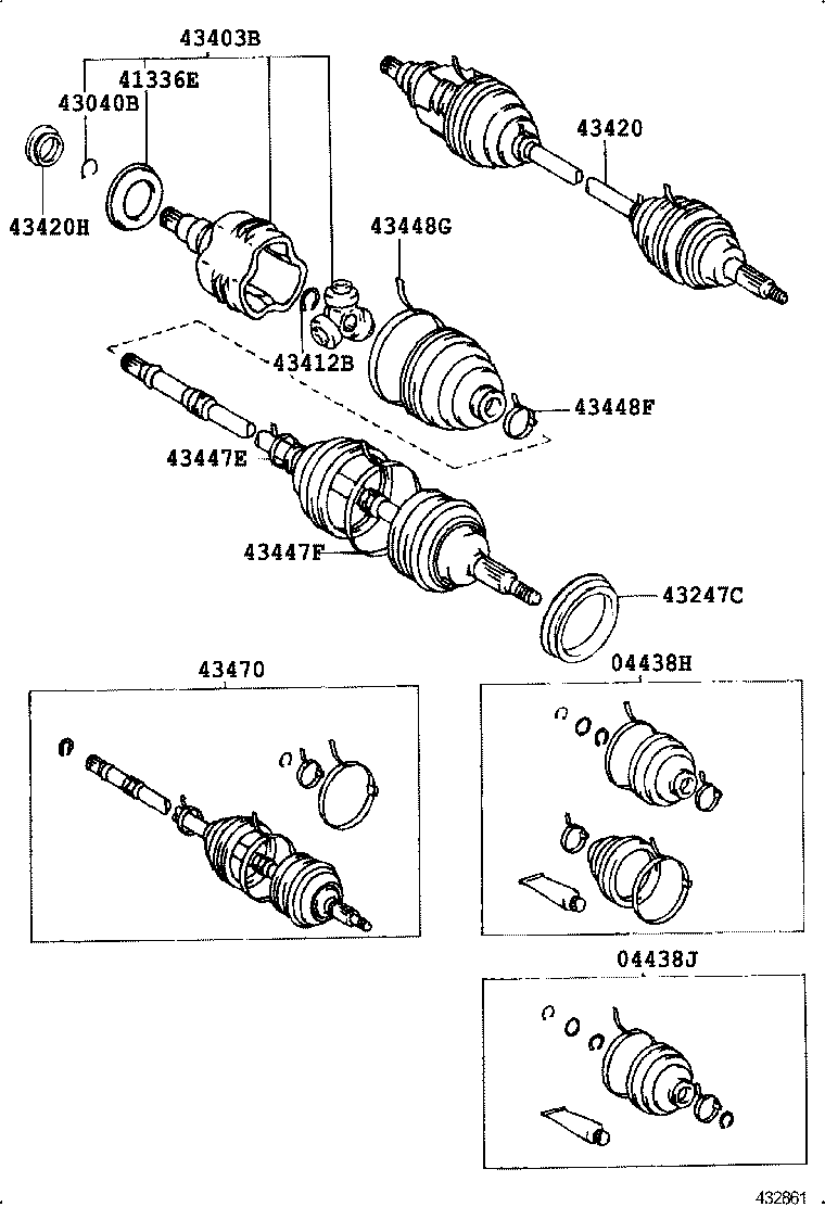 04438-12290 BOOT KIT, FRONT DRIVE SHAFT, IN & OUTBOARD, RH product image