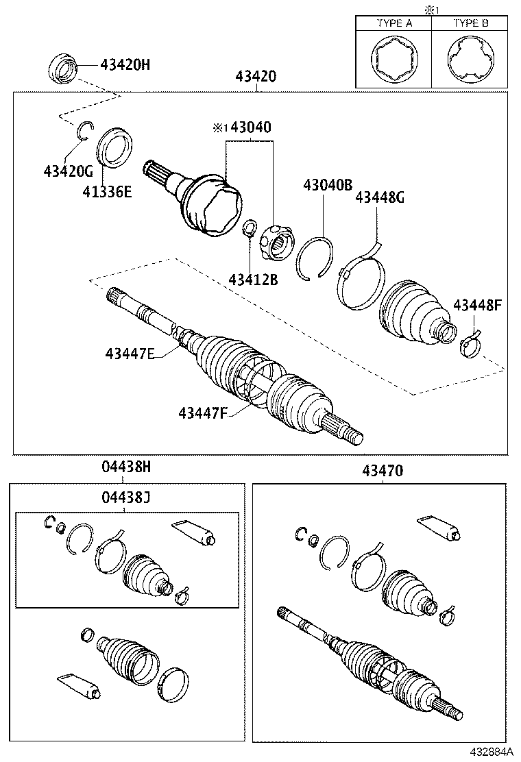 04427-12100 BOOT KIT, FRONT DRIVE SHAFT, IN & OUTBOARD, RH product image