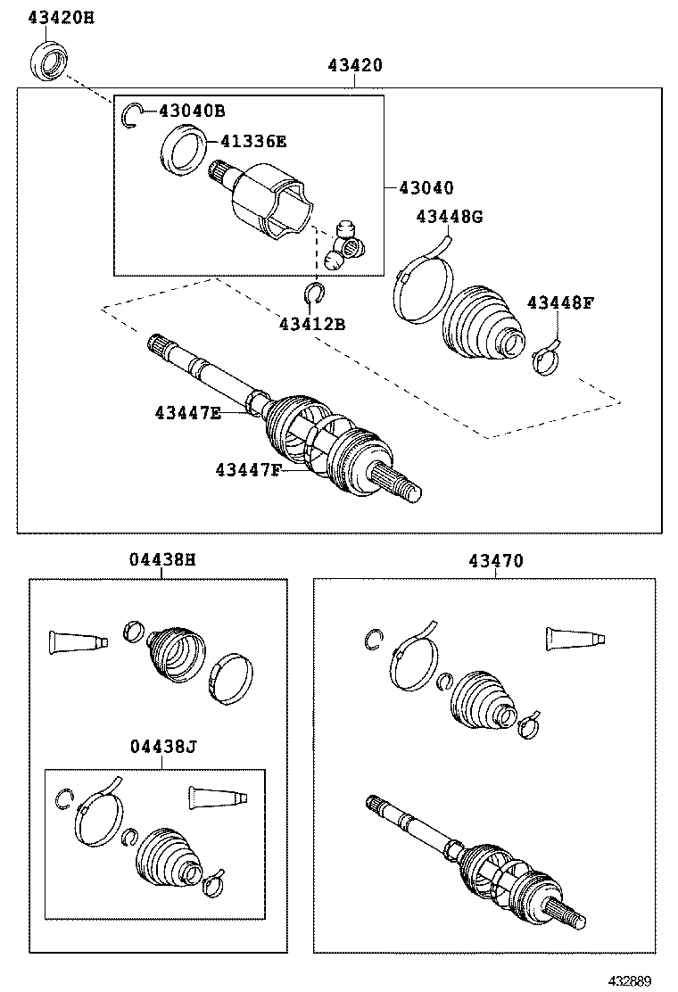 04428-52500 BOOT KIT, FRONT DRIVE SHAFT, IN & OUTBOARD, LH product image