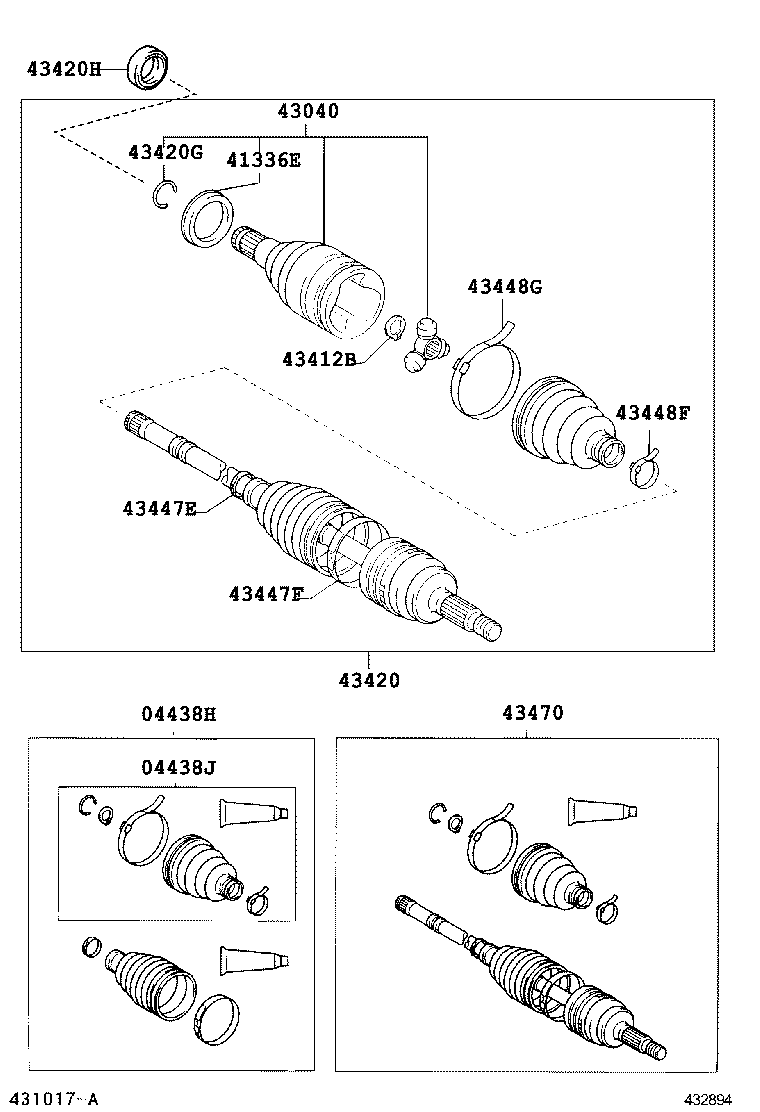 04428-52780 BOOT KIT, FRONT DRIVE SHAFT, IN & OUTBOARD, LH product image