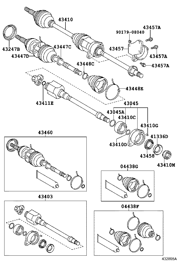 04438-12340 BOOT KIT, FRONT DRIVE SHAFT, IN & OUTBOARD, RH product image