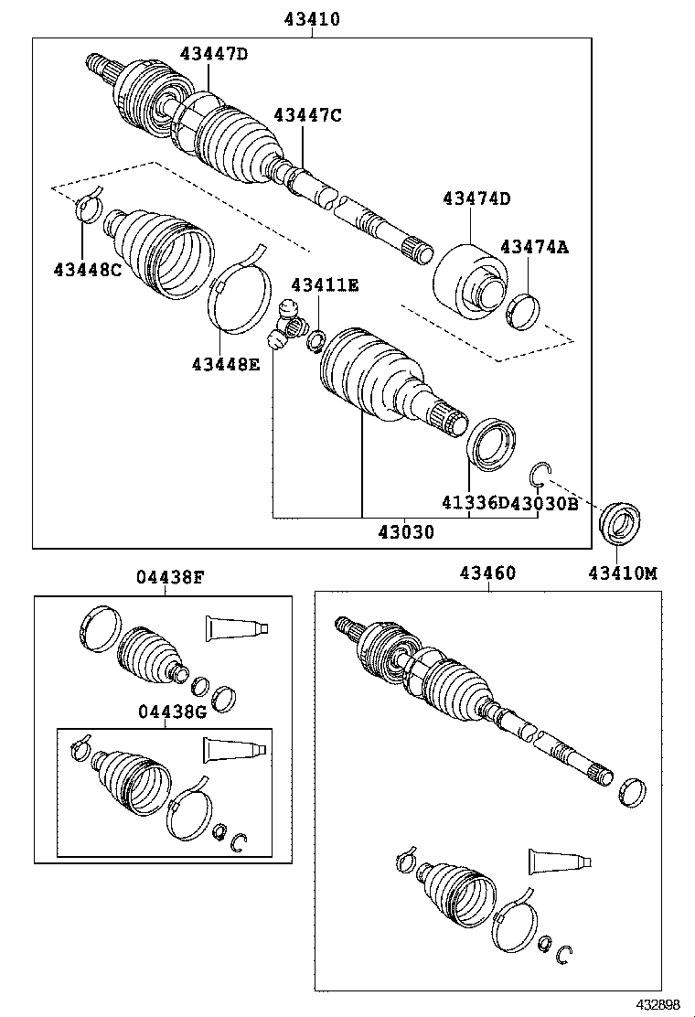 04428-52010 BOOT KIT, FRONT DRIVE SHAFT, IN & OUTBOARD, LH product image