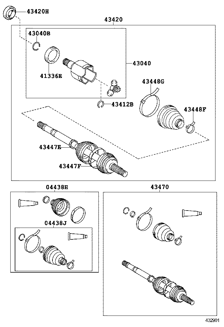 04428-52010 BOOT KIT, FRONT DRIVE SHAFT, IN & OUTBOARD, LH product image