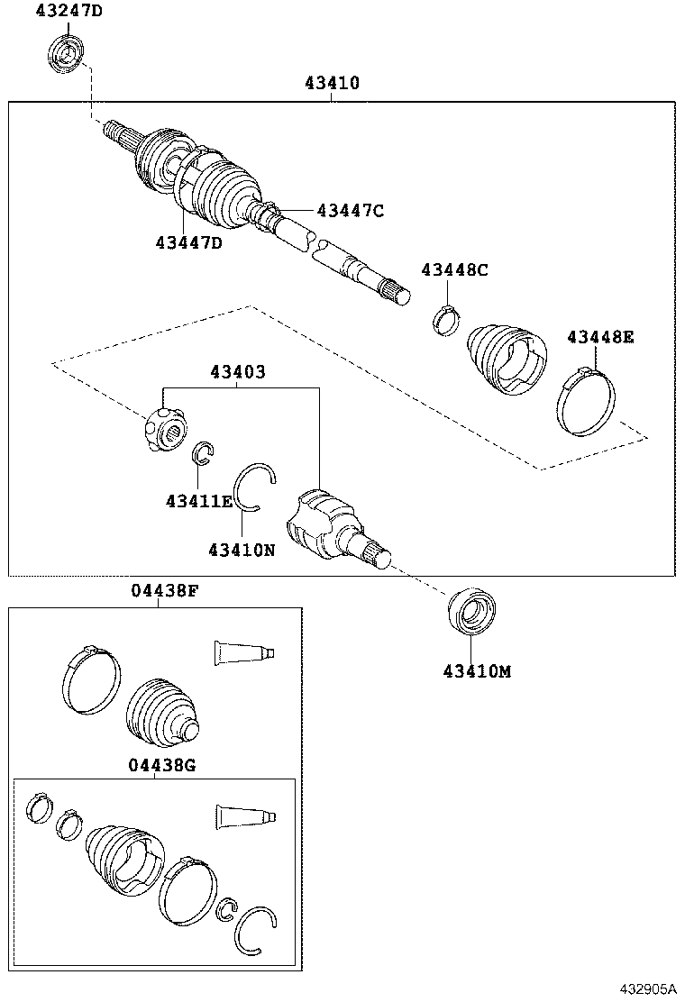 04427-37020 BOOT KIT, FRONT DRIVE SHAFT, IN & OUTBOARD, RH product image