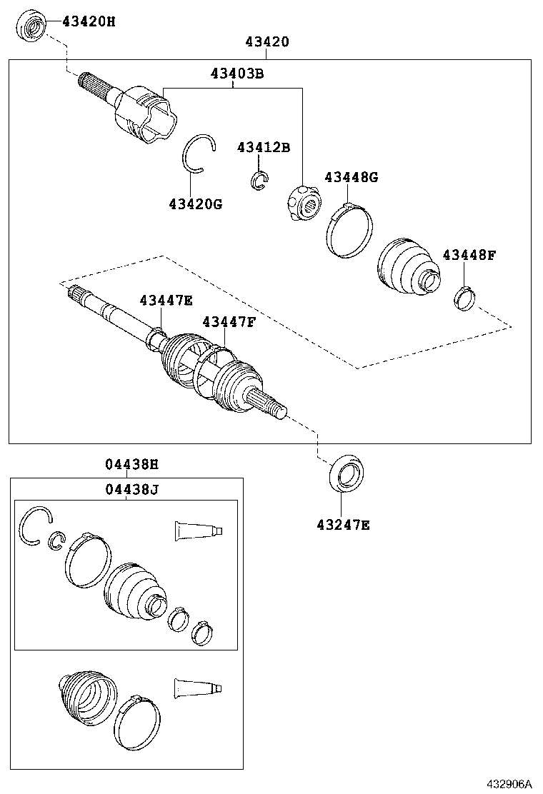 04427-37020 BOOT KIT, FRONT DRIVE SHAFT, IN & OUTBOARD, RH product image